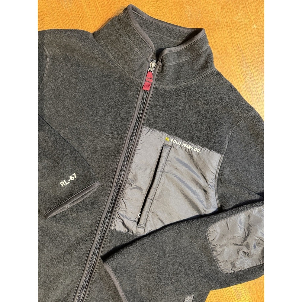 Ralph Lauren‎ Polo Jeans Co Jacket Mens Large RL67 Black Full Zip Vintage Fleece
